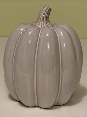 NWT Chic Gray/Cream Ceramic Pumpkin Fall Farmhouse Tablescape & Halloween Decor